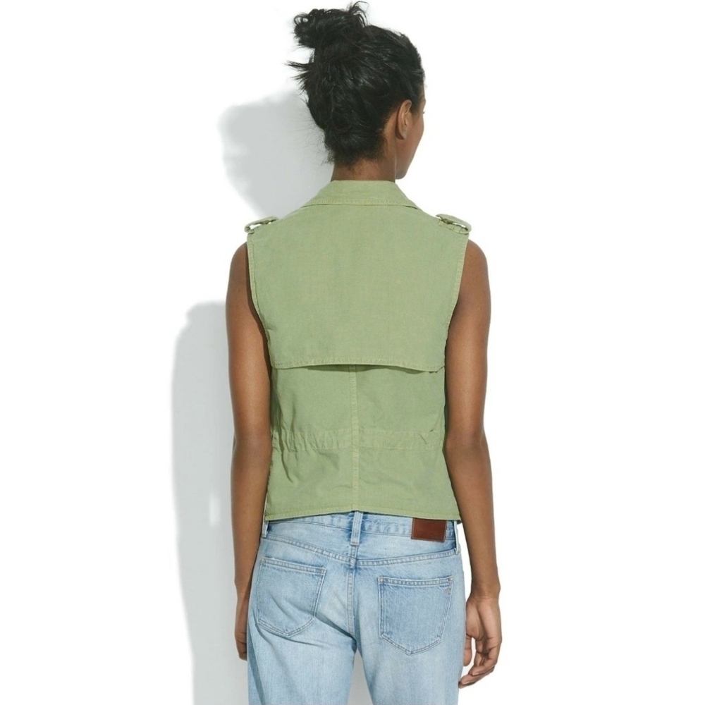 🔥Madewell Green Modern Safari Utility Vest, Asymmetrical Zip A5049, Size S - Picture 3 of 10